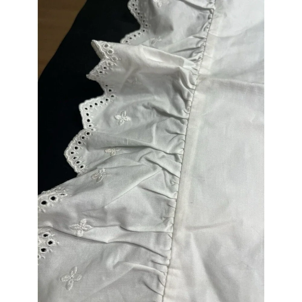 Ralph Lauren White Eyelet Lace Ruffled King Size Bed Sham